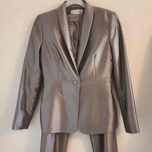 Calvin Klein suit metallic silver stunning blazer and matching pants